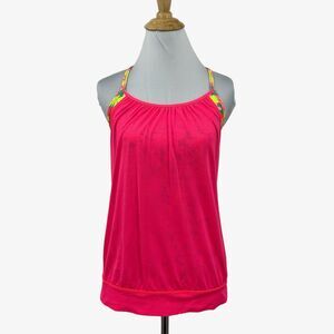 Ivivva Tank Top Girl 14 Hot Pink Neon Floral Double Dutch Built In Bra Lululemon